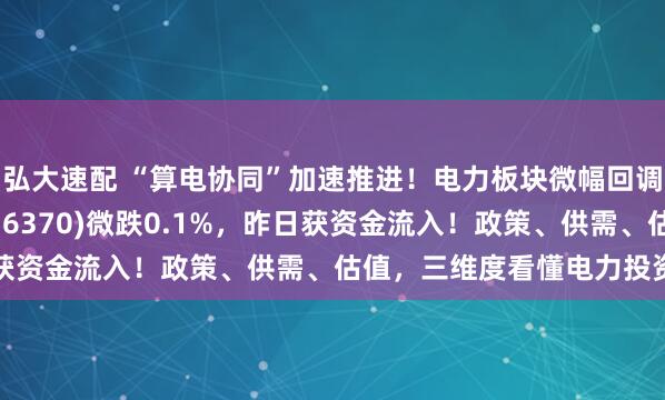 弘大速配 “算电协同”加速推进！电力板块微幅回调，电力ETF汇添富(516370)微跌0.1%，昨日获资金流入！政策、供需、估值，三维度看懂电力投资逻辑